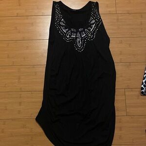 Long tank top black - with sequins